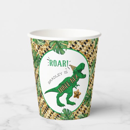 三レックス恐竜3歳 紙コップ (正面)