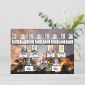 三世代の写真の木のライン オレンジの太陽と 招待状 (スタンド正面)