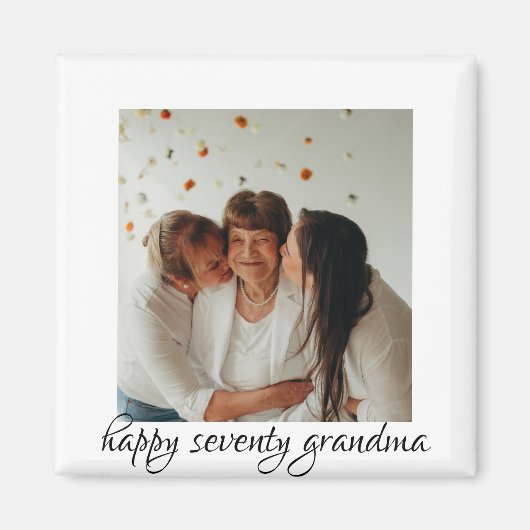 三世代ハッピーバースデーおばあちゃん マグネット (正面)