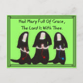 三人の修道女は跪いて"恵みに満ちた雹メアリー" ポストカード (正面)
