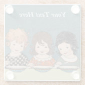 三人の姉妹が一緒食べにスープ ガラスコースター (裏面)