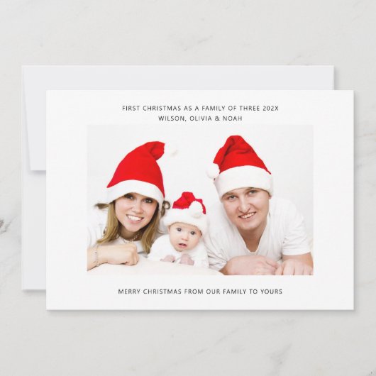 三人家族として初めてのクリスマス家族写真 シーズンカード (正面)