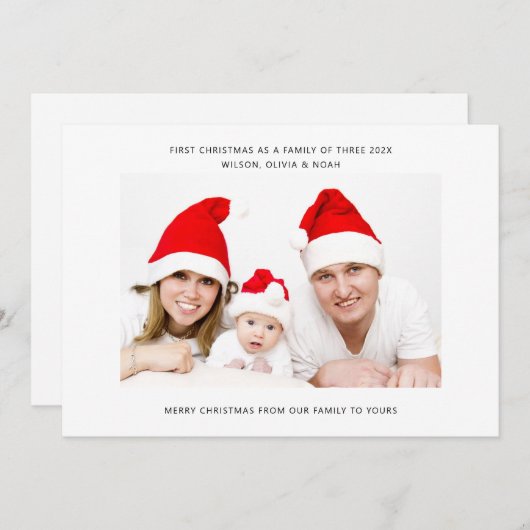 三人家族として初めてのクリスマス家族写真 シーズンカード (正面/裏面)