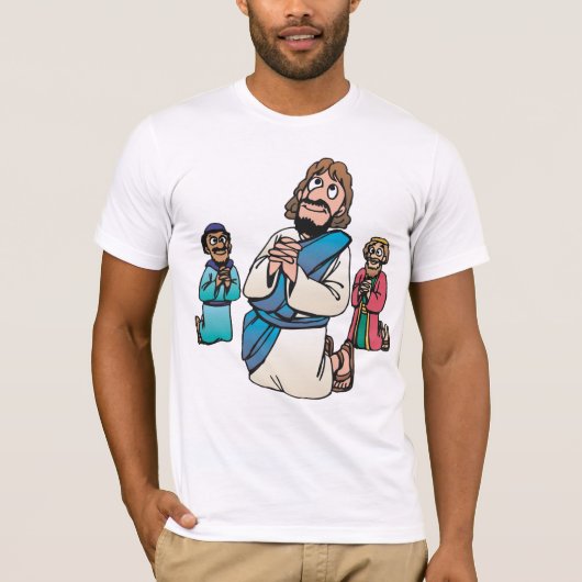 三人祈の信心深い男性Tシャツ Tシャツ (正面)