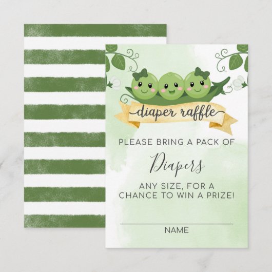 三人育児の幸せなお祝い ディーパーズラッフル カード挿入 招待状 (正面/裏面)