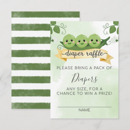 三人育児の幸せな瞬間を記念するおむつくじカード 招待状 (正面/裏面)