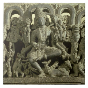 三位一体を描写するLintel: Siva、Brahmaおよび気力 タイル
