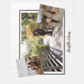 三写真テンプレート及びパーソナライズされた文字 フリースブランケット (正面)