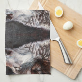 三匹のオオカミが遠吠え キッチンタオル (四つ折り)