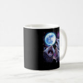 三匹のオポッサムが月のペットのポッサムで遠吠え コーヒーマグカップ (正面右)