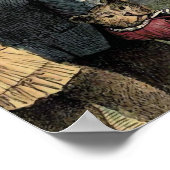 三匹のクマが散歩するヴィンテージイラスト ポスター (角)