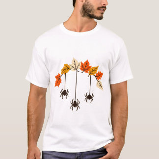 三匹のクモのモビールと紅葉のアーチ Tシャツ