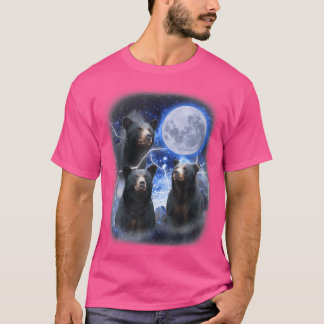 三匹のクロクマ 月に凝視 3 Tシャツ