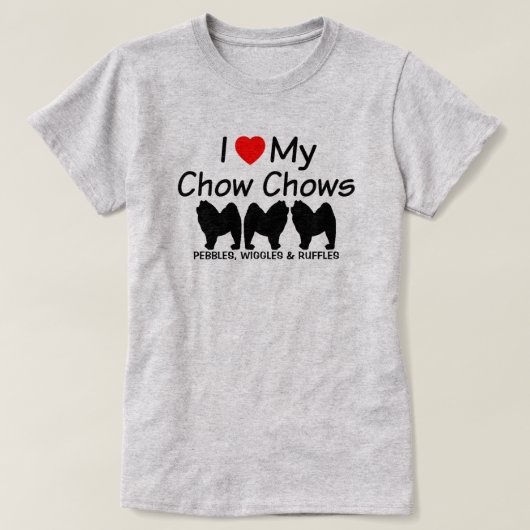 三匹のチャウ犬が大好き Tシャツ (デザイン正面)