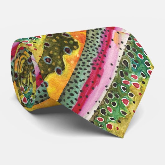 三匹のマスの皮 ネクタイ (ロール)