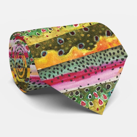 三匹のマスの皮 ネクタイ (ロール)