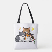 三匹の可愛い猫の友情 トートバッグ (裏面)