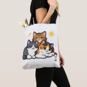 三匹の可愛い猫の友情 トートバッグ (クローズアップ)