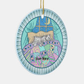 三匹の子猫が寝る セラミックオーナメント (右)