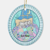 三匹の子猫が寝る セラミックオーナメント (左)