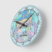 三匹の子猫が寝る ラウンド壁時計 (傾斜)