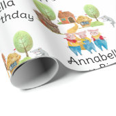 三匹の小さな豚カラフルフォークとおとぎ話 ラッピングペーパー (ロールコーナー)