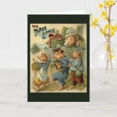 三匹の小さな豚ヴィンテージ童話 カード (黄色い花)