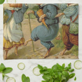 三匹の小さな豚ヴィンテージ童話 キッチンタオル (折り畳み)