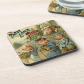 三匹の小さな豚ヴィンテージ童話 コースター (左側)