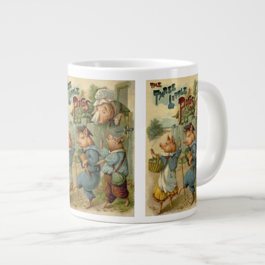 三匹の小さな豚ヴィンテージ童話 ジャンボコーヒーマグカップ (正面右)