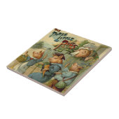 三匹の小さな豚ヴィンテージ童話 タイル (側面)