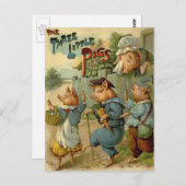 三匹の小さな豚ヴィンテージ童話 ポストカード (正面/裏面)