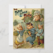 三匹の小さな豚ヴィンテージ童話 招待状 (正面)