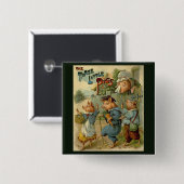 三匹の小さな豚ヴィンテージ童話 缶バッジ (正面&裏面)