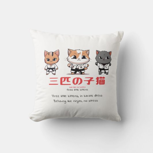 三匹の忍者子猫 クッション (正面)