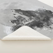 三匹の狼が月のグラフィックアートで遠吠え シェルパブランケット (3/4)