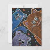 三匹の猫のイラスト ノートカード (正面)