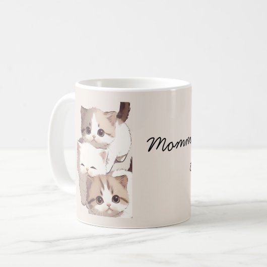 三匹の猫のイラスト、三つ子、 コーヒーマグカップ (正面左)