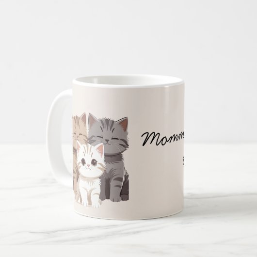 三匹の猫の画像、双子、 コーヒーマグカップ (正面左)