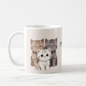 三匹の猫の画像、双子、 コーヒーマグカップ (左)