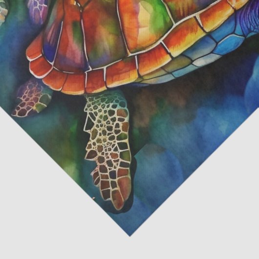 三匹の雄大なウミガメが荒海を移動 薄葉紙 (詳細)