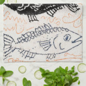 三匹の魚、ひとつの闇 キッチンタオル (折り畳み)