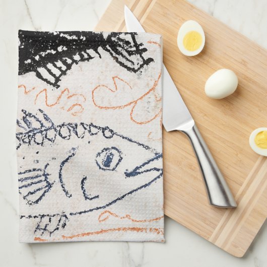 三匹の魚、ひとつの闇 キッチンタオル (四つ折り)