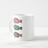 三匹の魚、オウム魚のマグ コーヒーマグカップ (正面左)