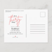 三十三の三〇歳の誕生日エレガントスタイリッシュ インビテーションポストカード (裏面)