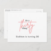 三十三の三〇歳の誕生日エレガントスタイリッシュ インビテーションポストカード (正面/裏面)