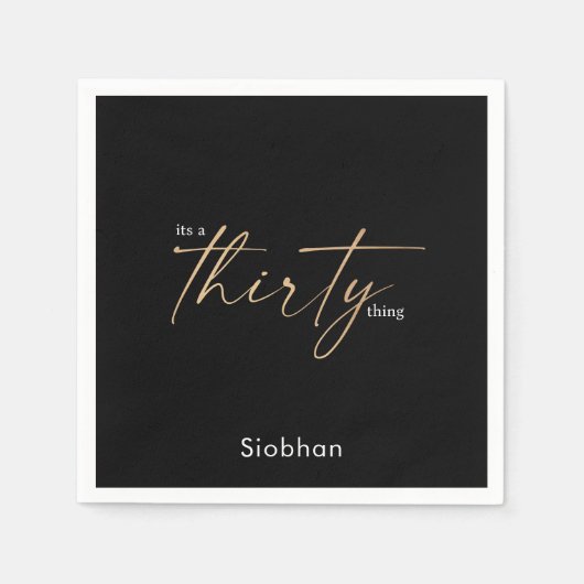 三十三の三〇歳の誕生日エレガントスタイリッシュ スタンダードカクテルナプキン (正面)