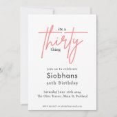 三十三の三〇歳の誕生日エレガントスタイリッシュ 招待状 (正面)