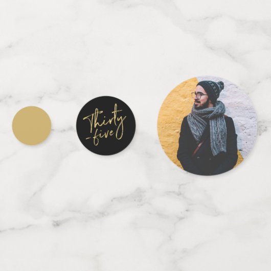 三十五 |金ゴールドとブラック35thバースデーパーティー コンフェッティ (裏面)