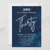 三十人 |ネイビーブルー30thバースデーサプライズパーティー 招待状 (正面)